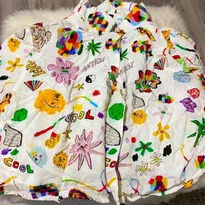 Crazy patterned button up crop top